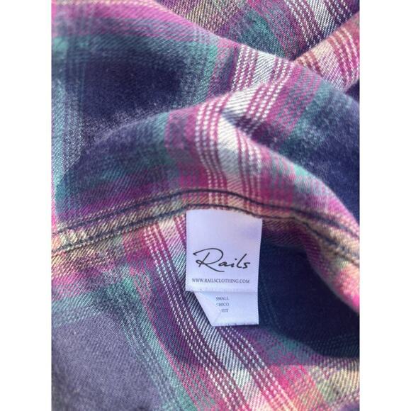 Rails Women’s Jackson Plaid Shirt Button Front Purple Blue Pink Size Small - Picture 3 of 5